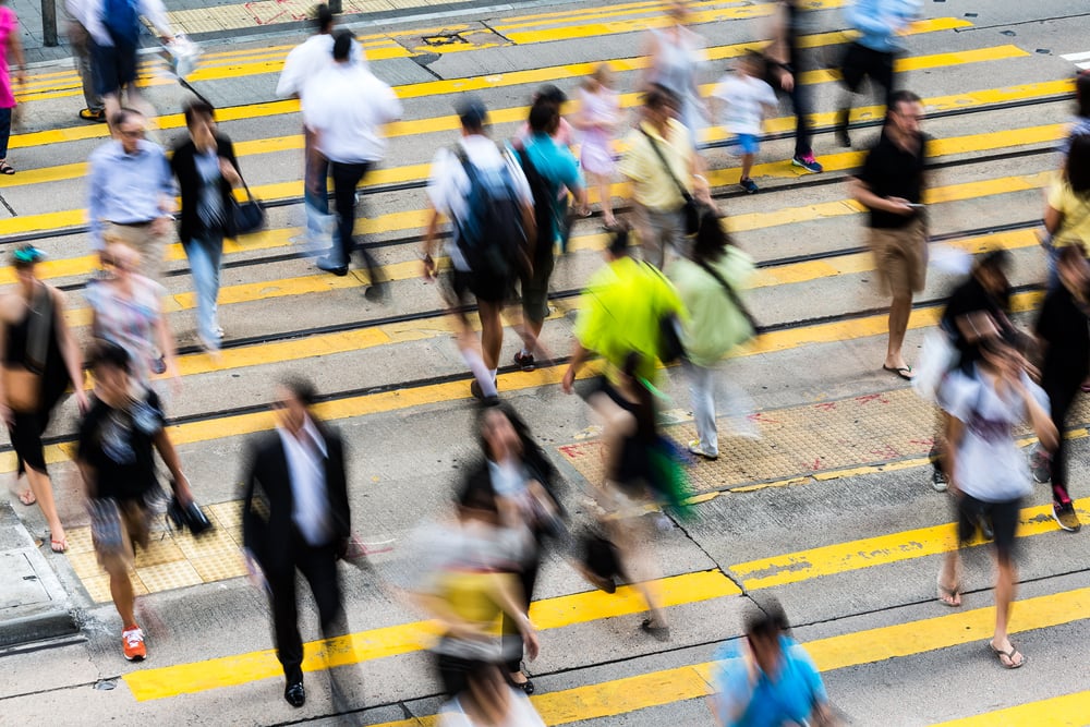 Bokeh view of Hong Kong Busy street