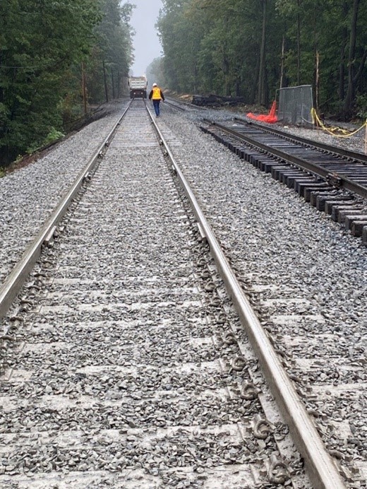Commuter Rail tracks in Leominster after work is complete following severe flash flooding.